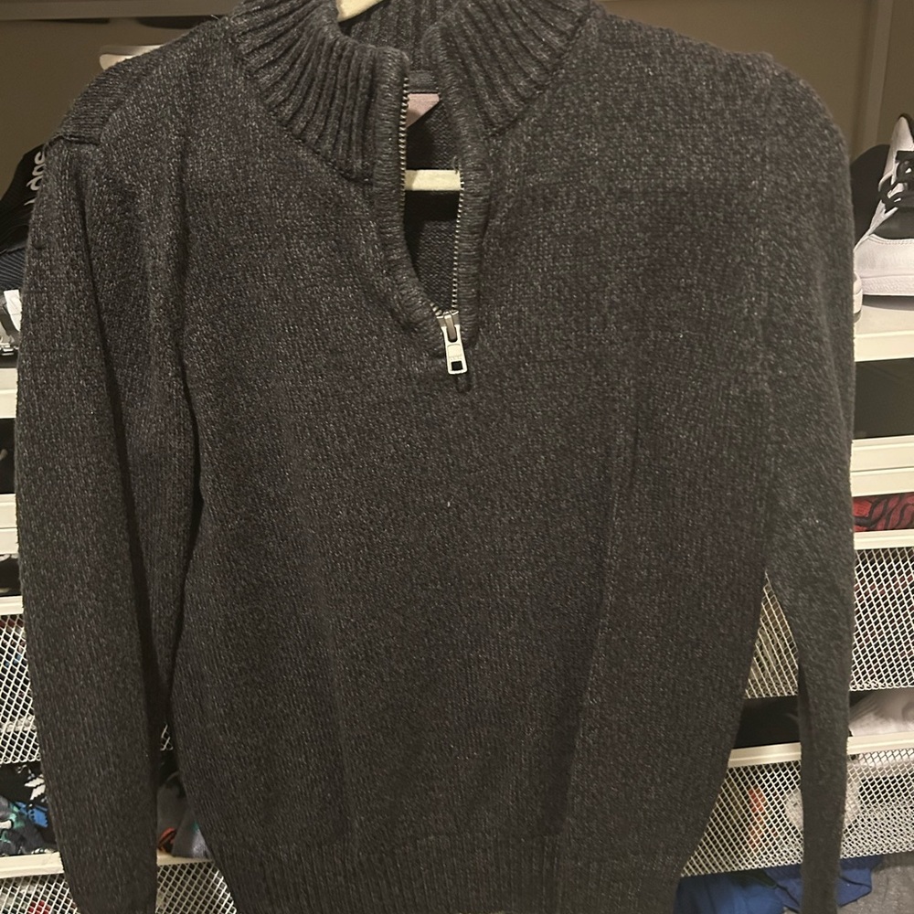 Boys Charcoal Zip-Up Sweater